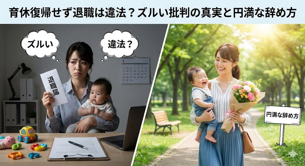 育休復帰せず退職は違法？ズルい批判の真実と円満な辞め方